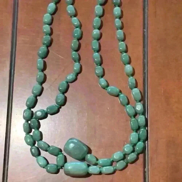 Vintage Strand Oval Nuggets Shape Stone Beads Natural Green  Stone - Picture 5 of 10
